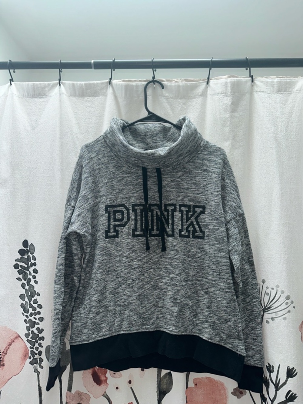 PINK Victoria's Secret Gray Marled Cowlneck Pullover Hoodie